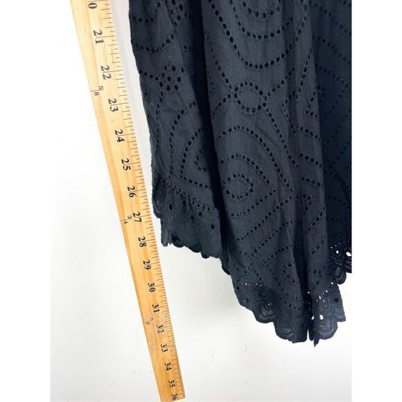 Allison New York Eyelet Spaghetti Strap Ruffle Romper Black - Picture 8 of 14